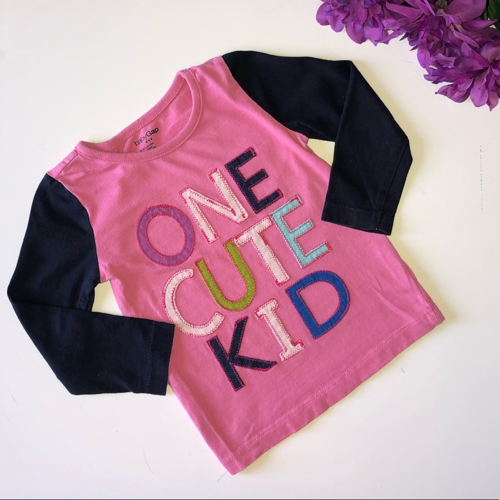 BABY GAP 18-24 MONTH PINK / NAVY LONG SLEEVE BASEB